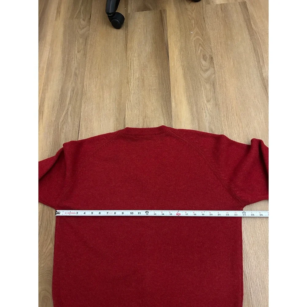 Vtg 90s Banana Republic Red Lambswool V-Neck Sweater Mens‎ S Ribbed Knit chunky